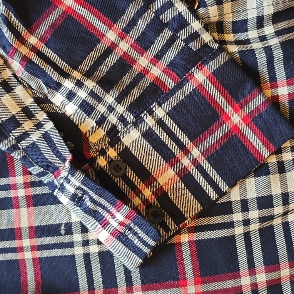 ZARA Trafaluc Collection, Plaid Relaxed Blouse, Lace Up Sides, EUC, Women's L - Picture 11 of 14